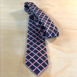 Bill Blass Grey, blue and Pink Checkered Tie